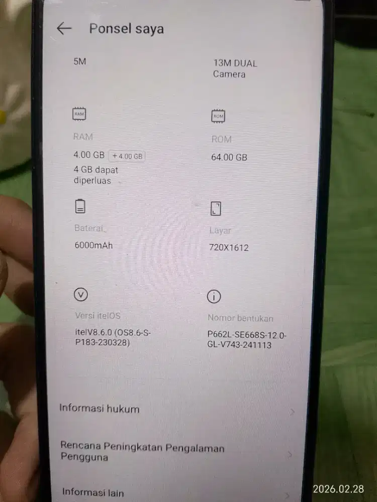 Itel P40 black bekas