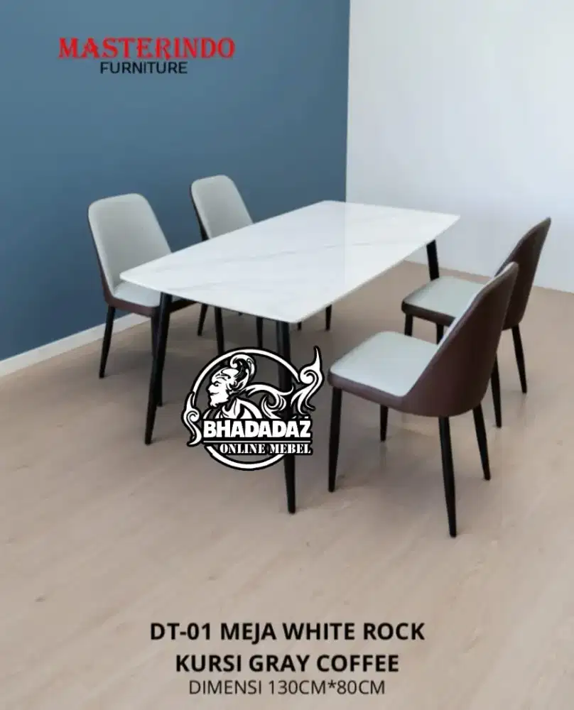 Meja makan marmer 4 Kursi