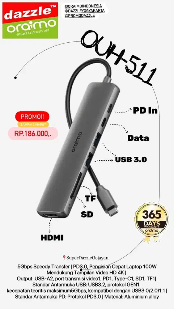 USB Hub Oraimo OUH-511