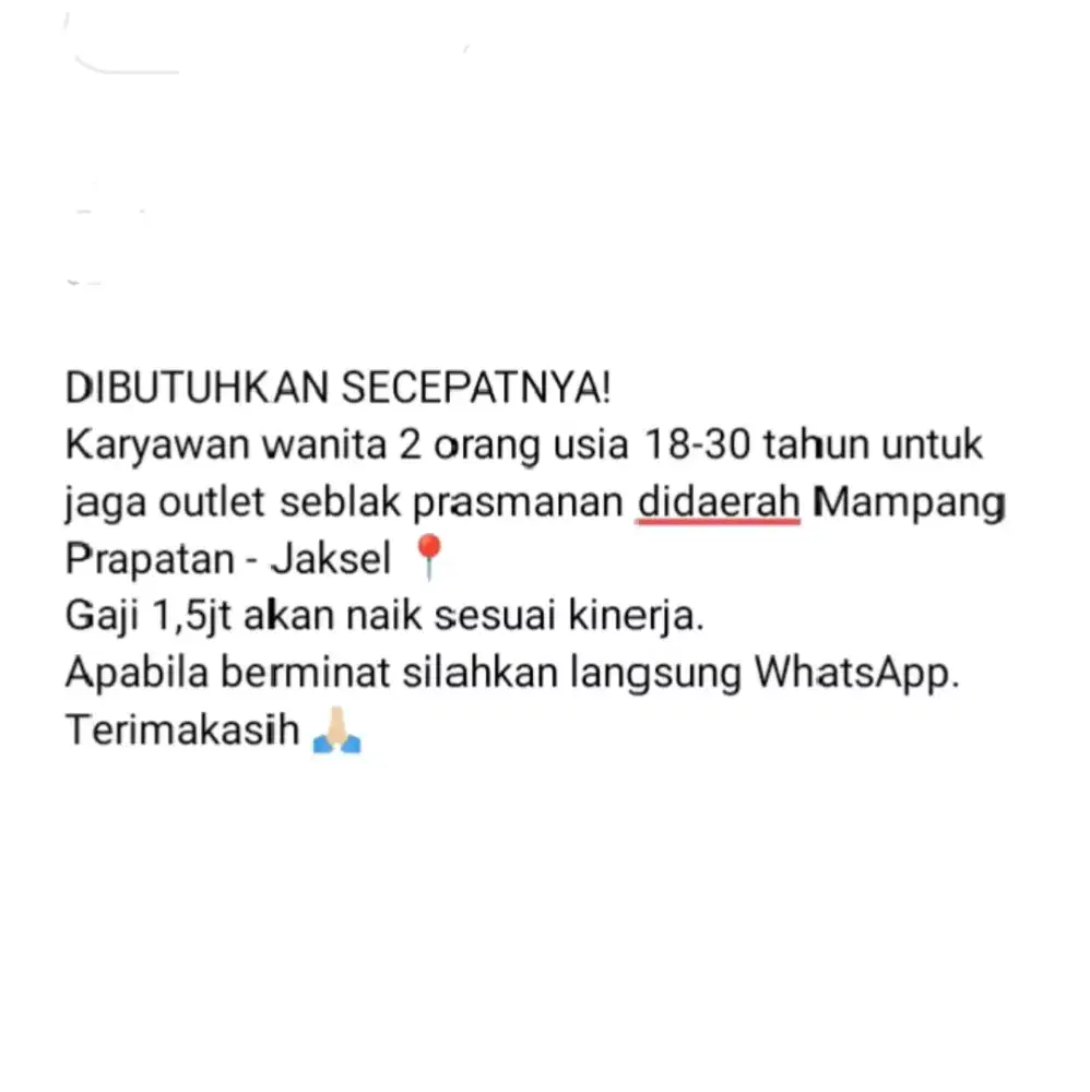 DIBUTUHKAN SECEPATNYA!