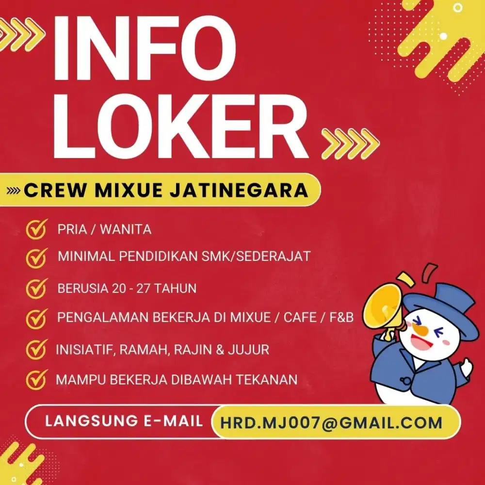 LOKER CREW STORE MIXUE JATINEGARA