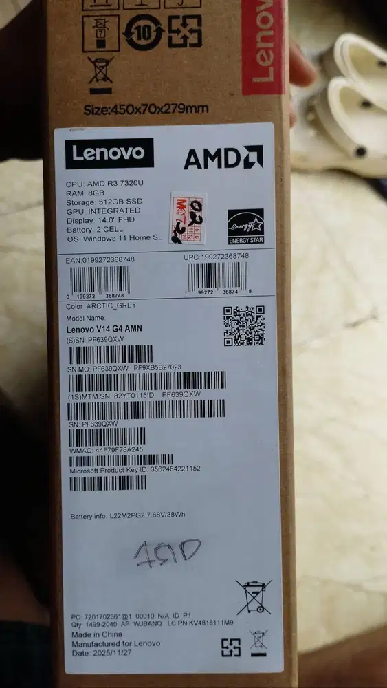 Laptop Lenovo V14 G4 AMN (AMD Ryzen 3 Serie 7320U)