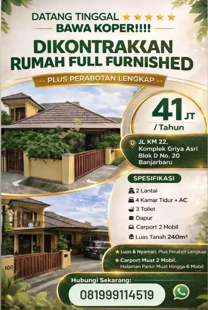 RUMAH STRATEGIS FULL FURNISH