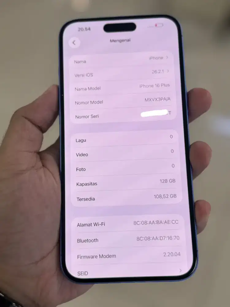 iPhone 16 Plus 128gb iBox Blue Fullset Mulus. Hb 100% Cc 180