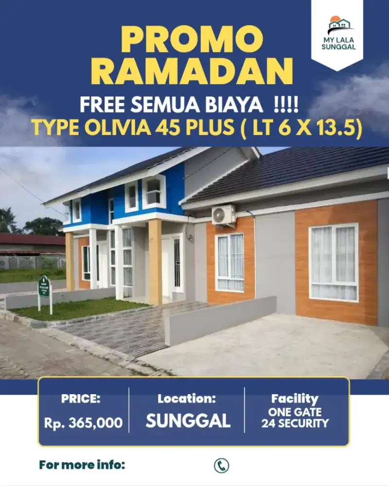 Perumahan modern daerah sunggal free biaya akad