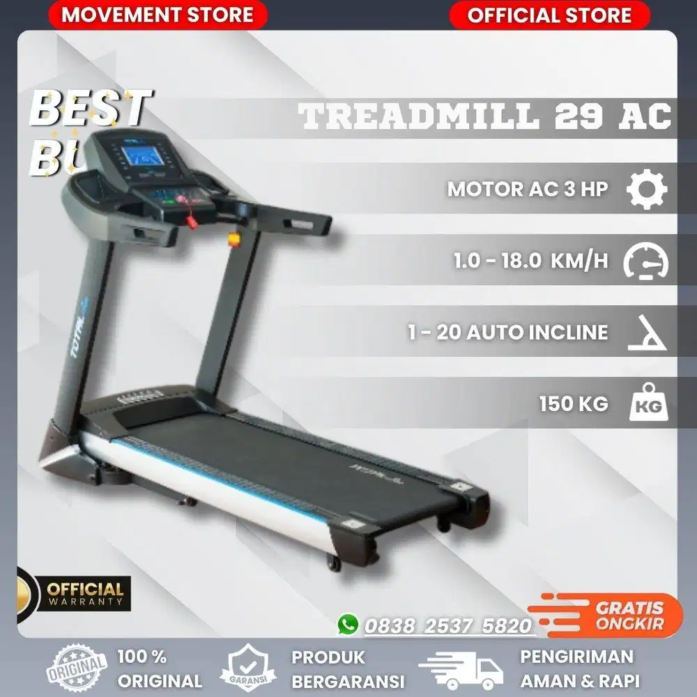 Jual Alat Fitness Treadmill Electrik TL29AC Bergaransi Resmi 12 Bulan