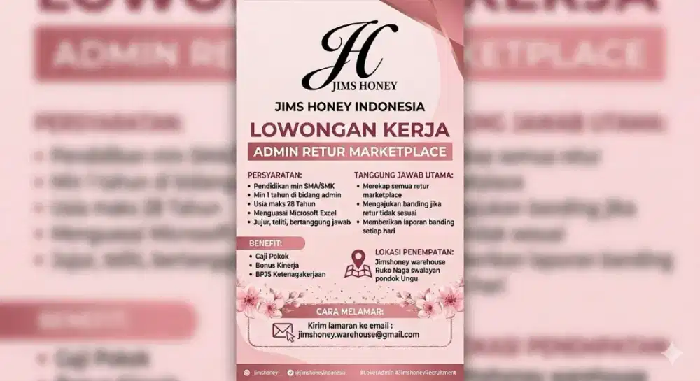 Dibutuhkan segera Admin Retur Marketplace