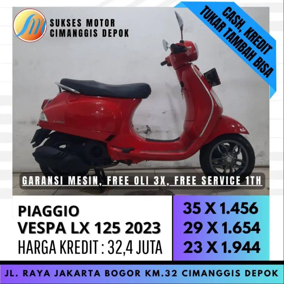 DI SUKSES MOTOR DP VESPA LX 125 I-GET 2023 HANYA 1 JUTA
