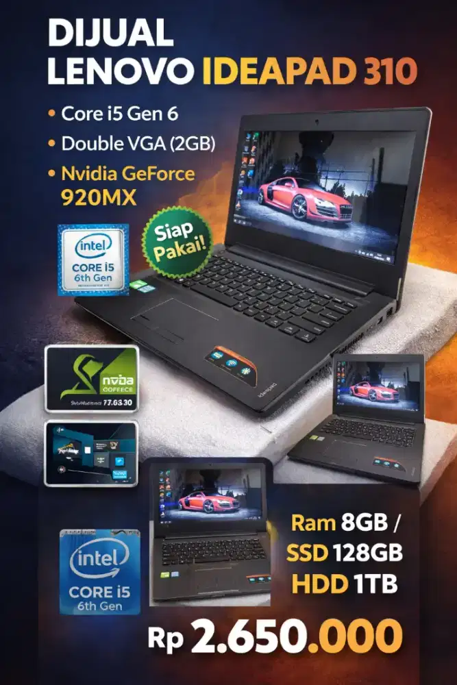 Lenovo Ideapad 310 ram 8gb ssd 128gb hdd 1TB