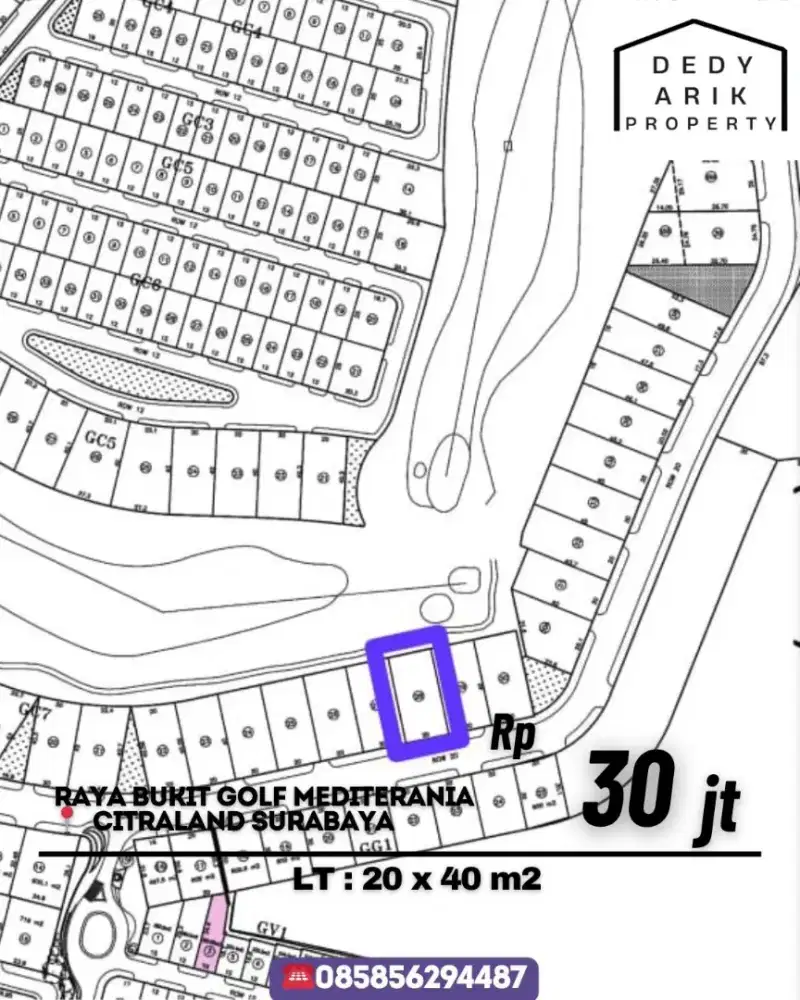 Kavling Raya Bukit Golf Mediterania 20x40 Hadap Selatan – View Golf