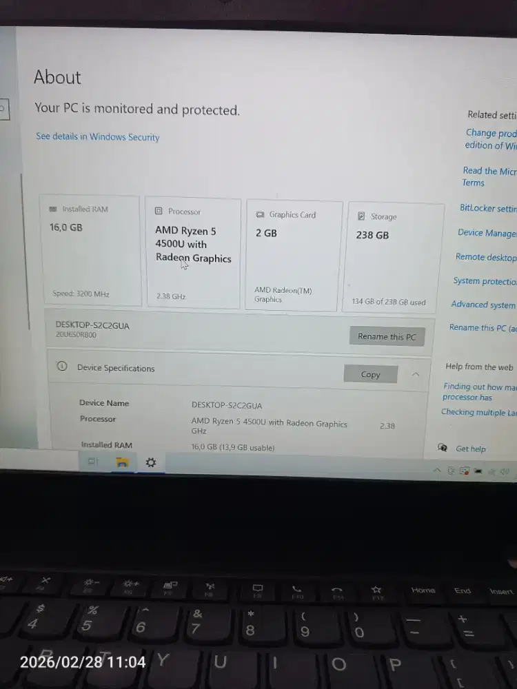 Lenovo Thinkpad L14 ryzen 5 4500u 16GB
