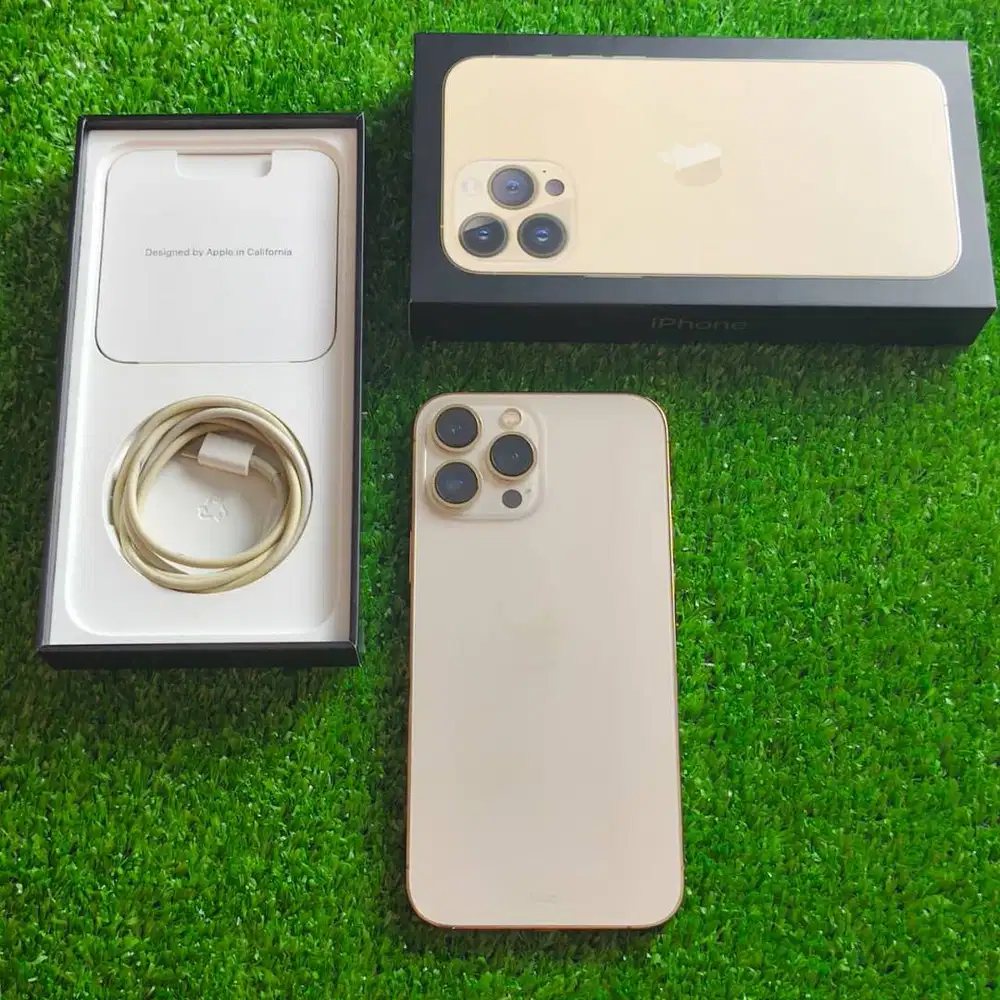 iPhone 13 Pro Max 256GB Gold BH 77% fullset ex resmi