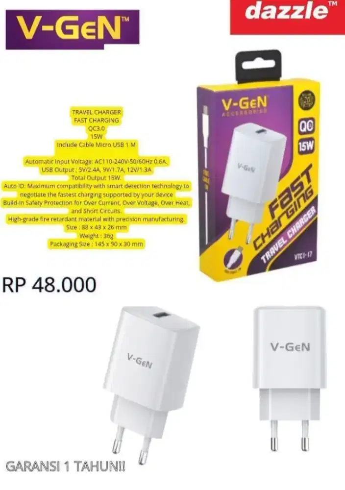 V-Gen travel charger fast charging
