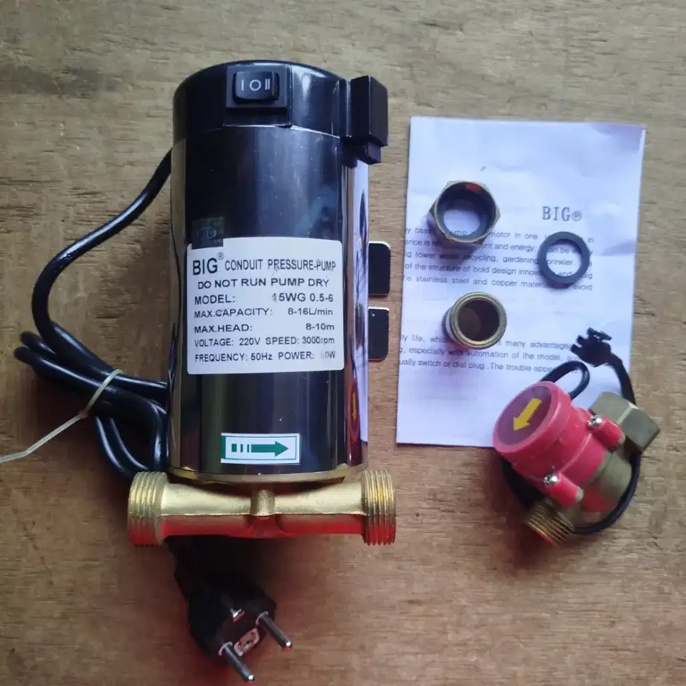Pompa booster Big One tipe 15WG0.5-6 Untuk Water Heater Daya 90 Watt