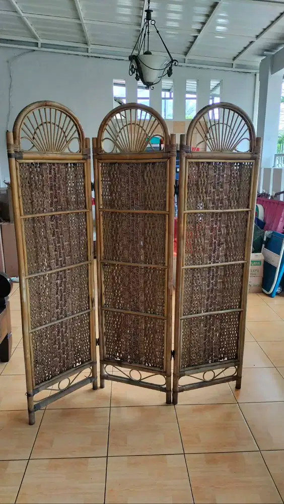 Penyekat RUANGAN Rotan asli Pembatas Dapur motif anyaman Rotan