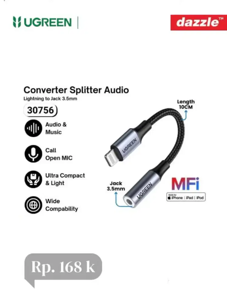 Splitter ugreen lightning to Jack 3,5