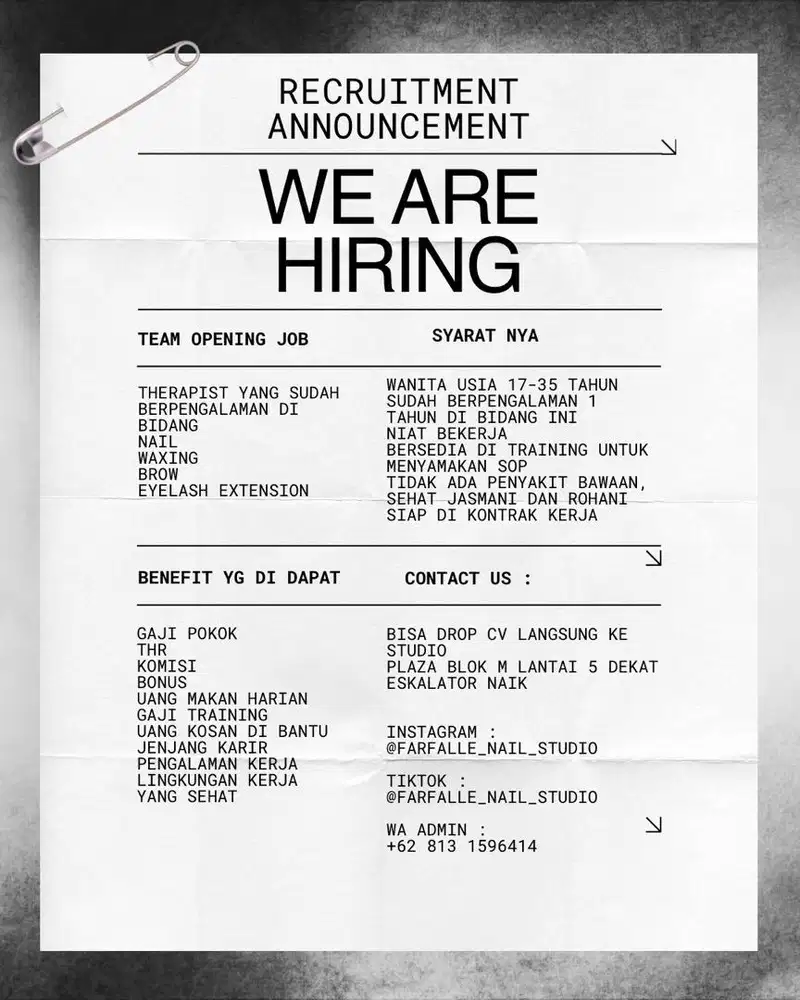 Butuh Terapis yg sudah berpengalaman