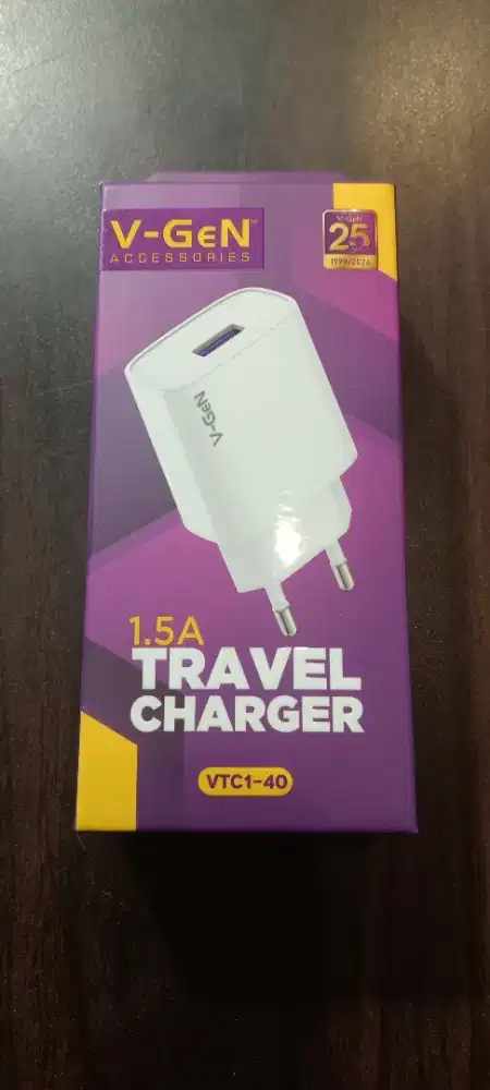 Adaptor Charger V-GeN VTC1-40 1.5A 1 Port USB Travel Charger VGEN