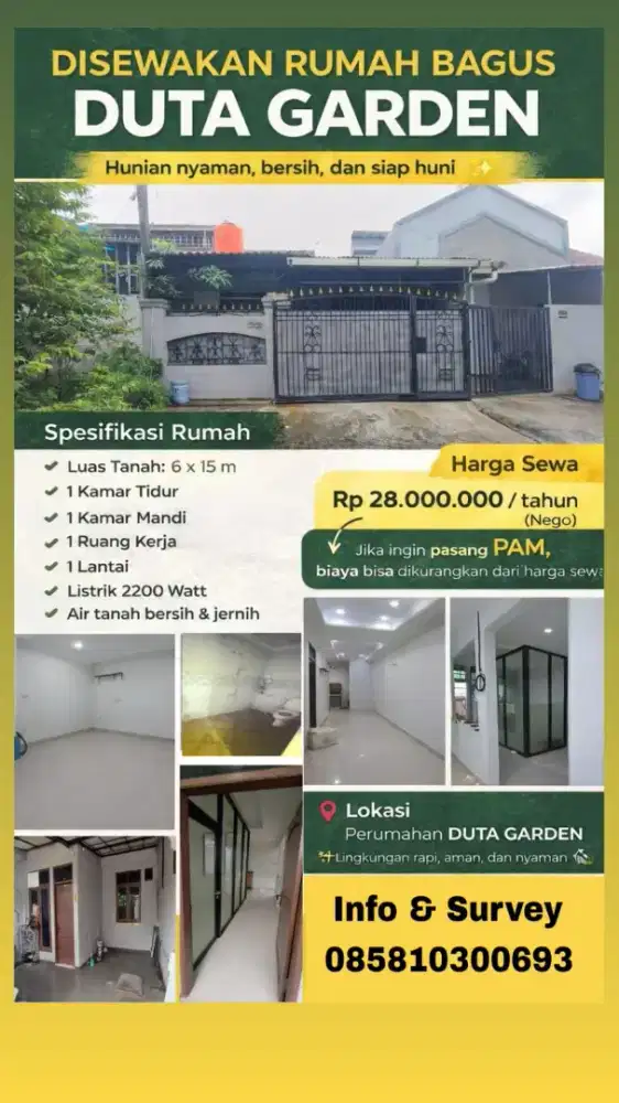DISEWAKAN RUMAH DUTA GARDEN