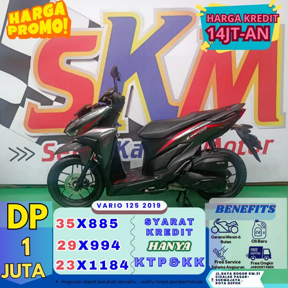 ( vario 125 2019 DP:1juta servis gratis selama angsuran cash credit