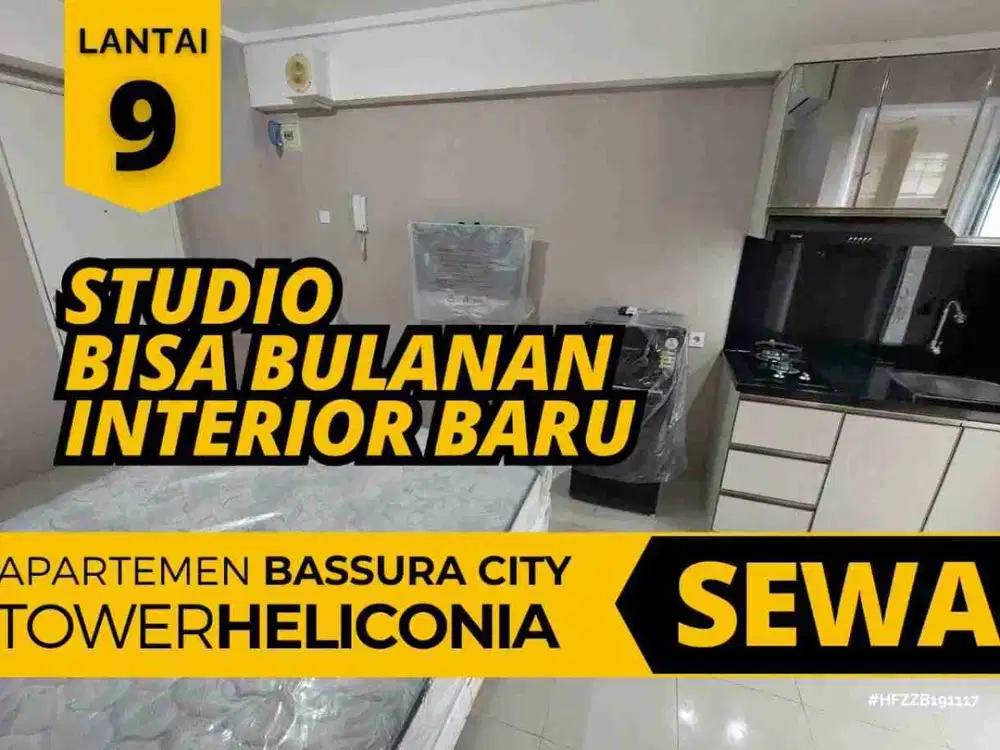 Sewa Apartemen Bassura City Tipe Studio Bisa bayar Bulanan Tower baru Lantai 9