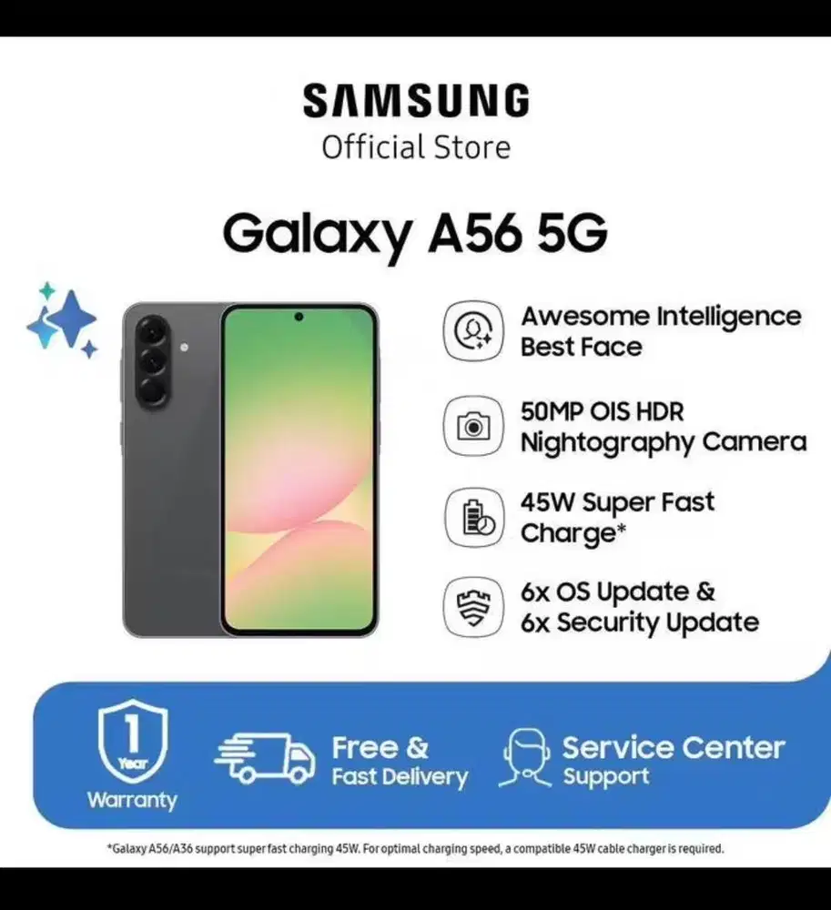 BARU SAMSUNG A 56 8-256  BLACK -PINK