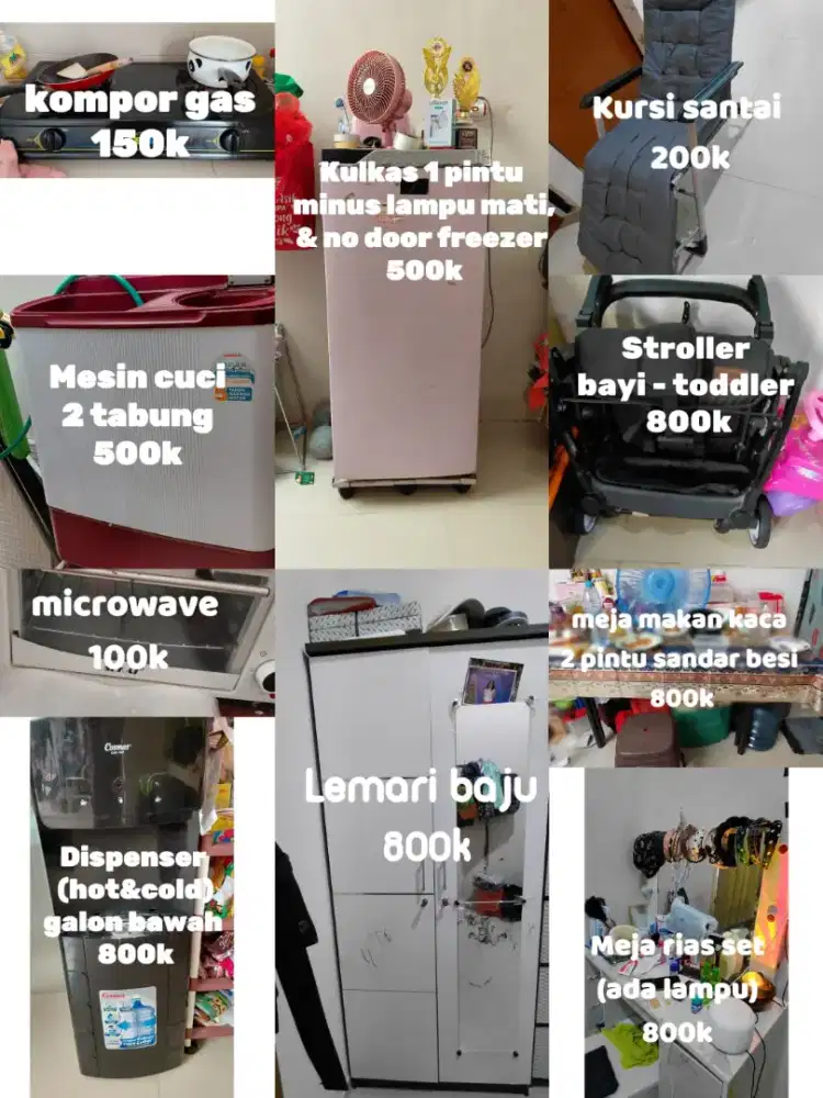 Jual murah perabotan rumah tangga bekas candi Sidoarjo