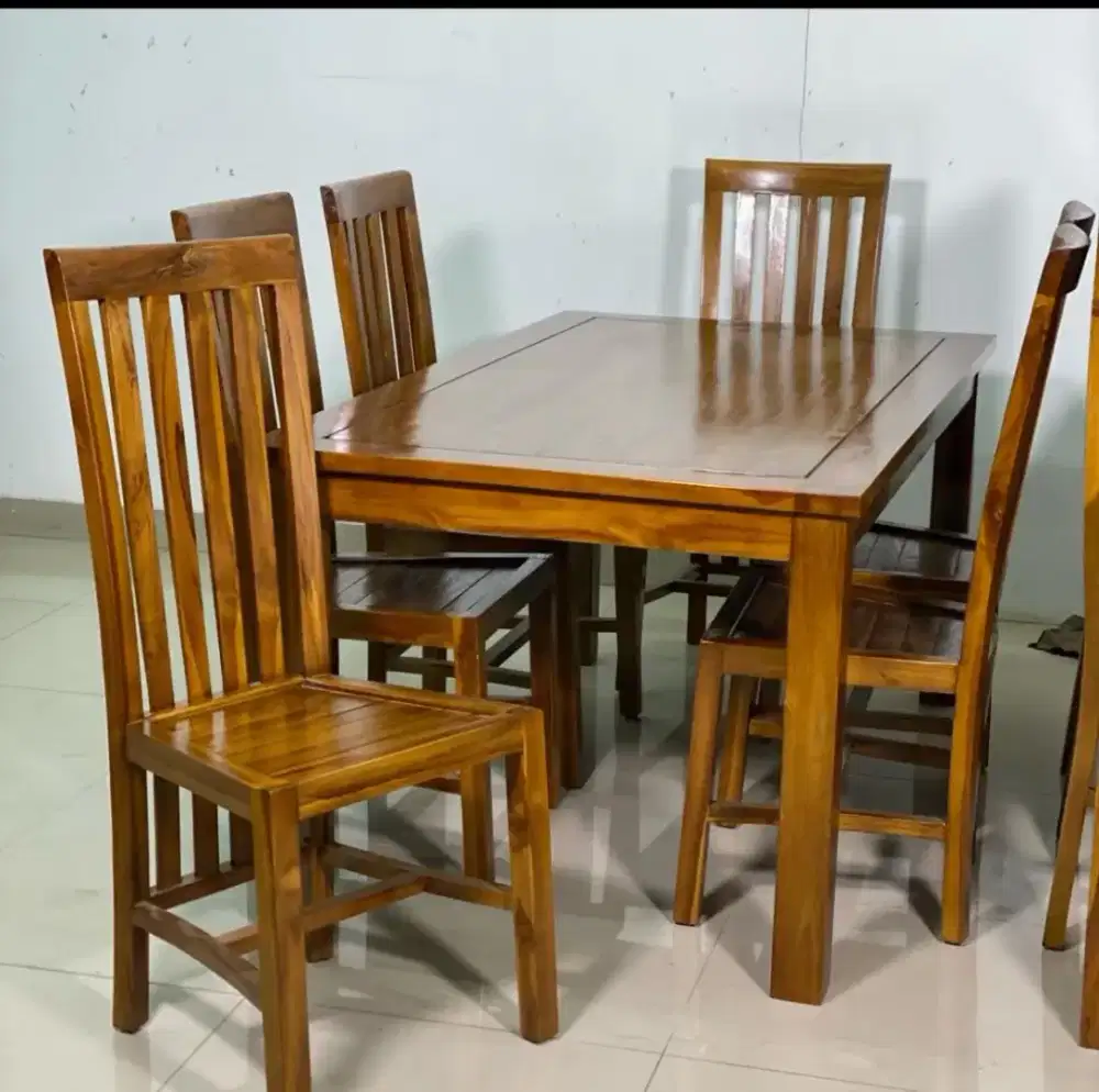 Meja makan kayu jati asli jepara