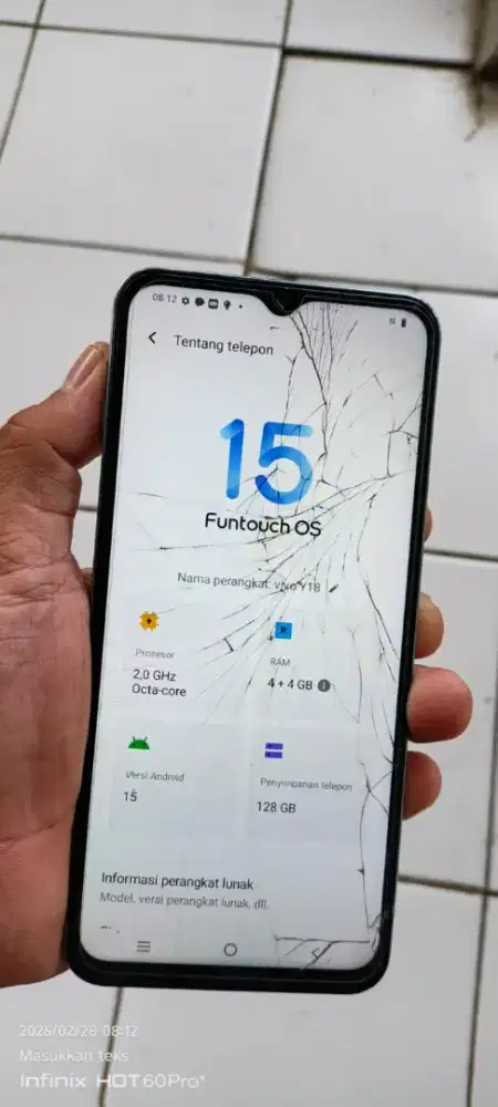 Vivo. Y18 resmi. 4+4/128. Mnus lcd retak normal ORI lcd