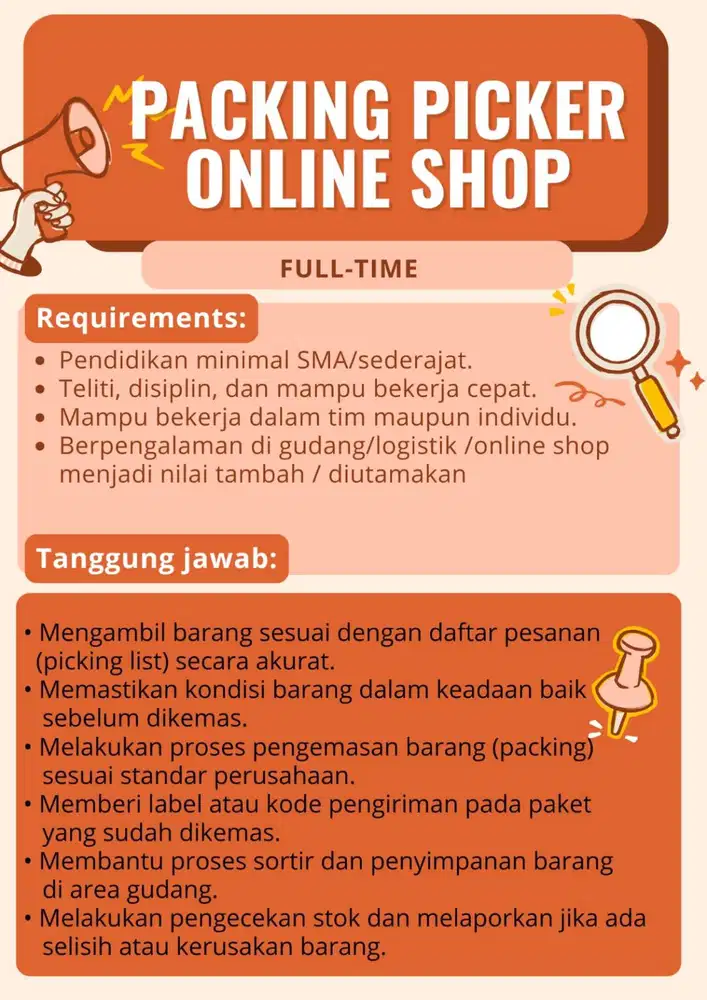STAFF PACKING dan PICKER ONLINE SHOP