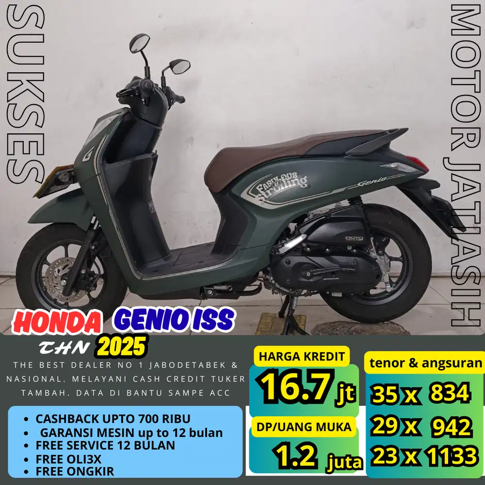 PROMO SUKSES MOTOR ANGSURAN TERMURAH HONDA GENIO ISS 2025 SYRT KTP&KK