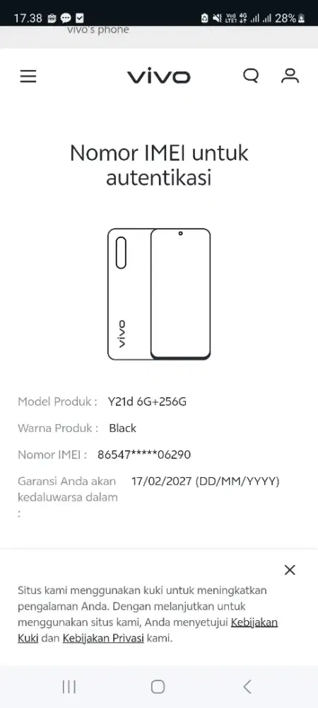 Vivo Y21D 6/256 Fullset