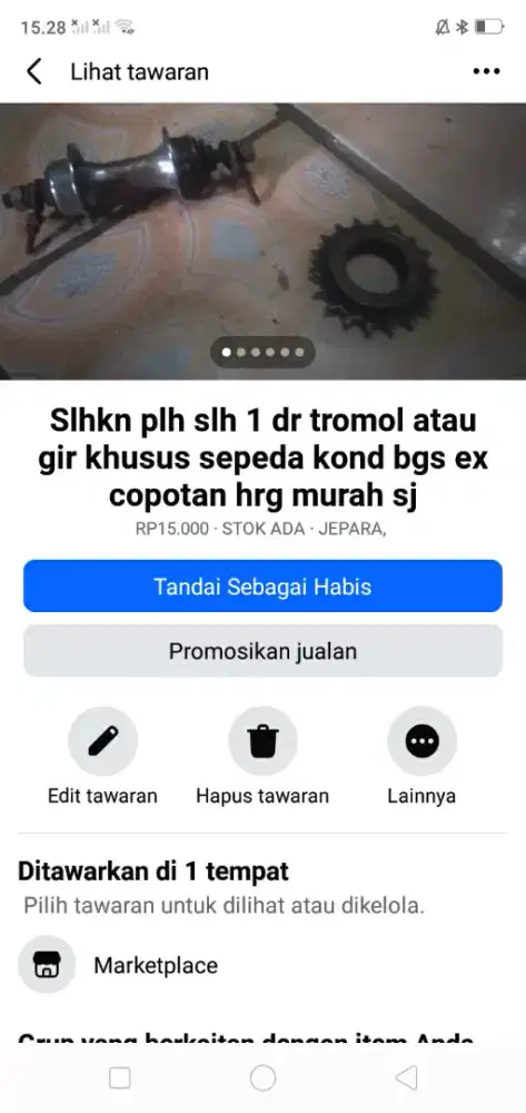 Slhkn plh slh 1 dr kelengkapan sepeda kond bgs ex copotan mgkn perlu