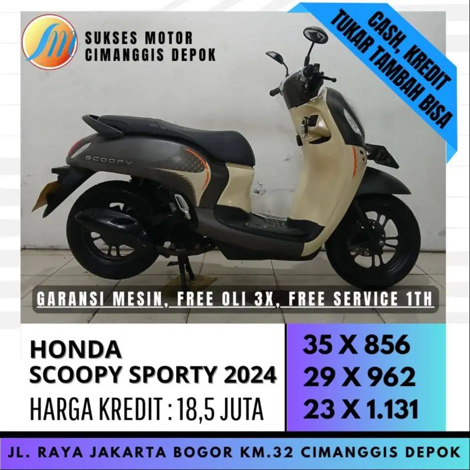 HONDA SCOOPY SPORTY 2024 DP 1 JUTA CASH KREDIT VIA CC JUGA BISA