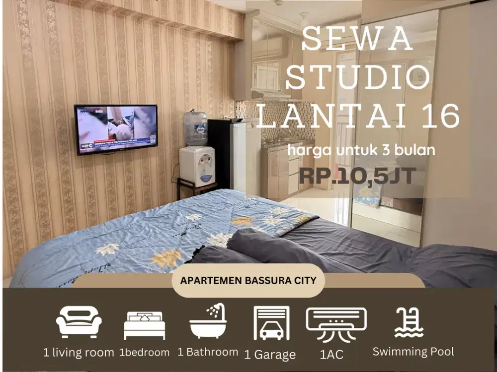 sewa studio full furnish dekat mall apartemen bassura