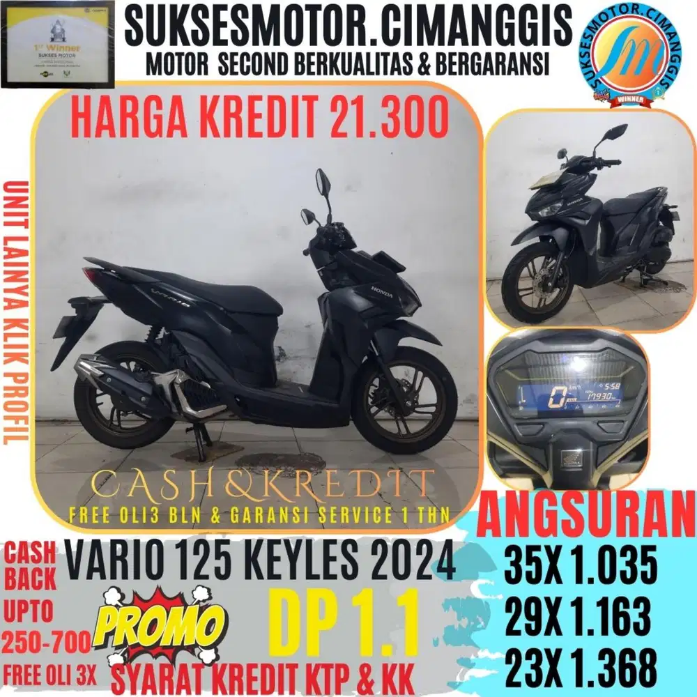 VARIO 125 KEYLES SUKSESMOTOR DP 1.100 CASHBACK UPTO700RBUAN