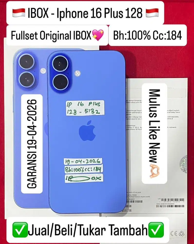 Iphone 16 plus 128gb ex ibox bisa di cicil 0%