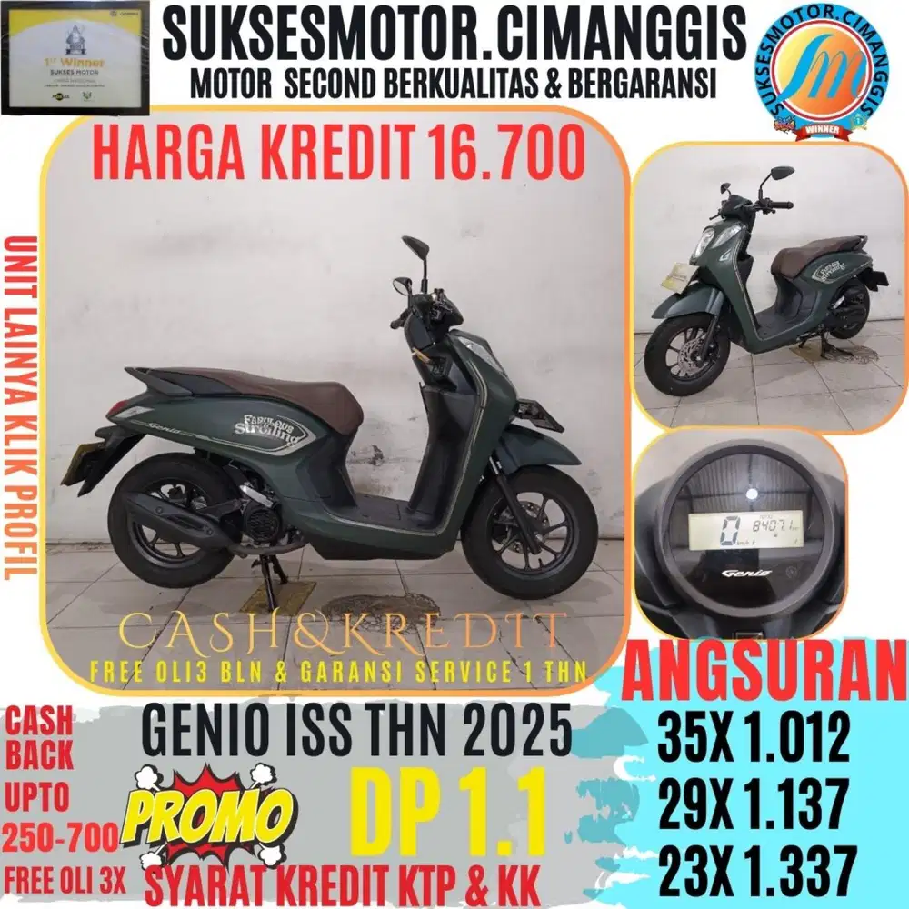 GENIO ISS SUKSESMOTOR DP 1.100 CASHBACK UPTO700RBUAN