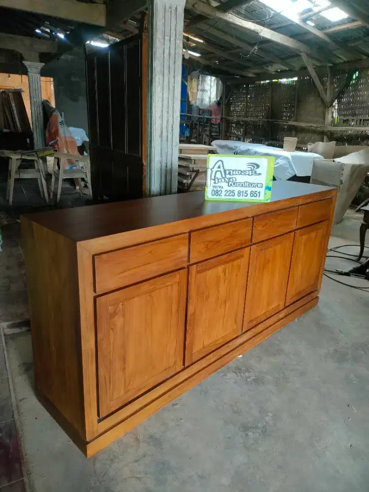 Bufet minimalis tv ready stock siap kirim full kayu jati