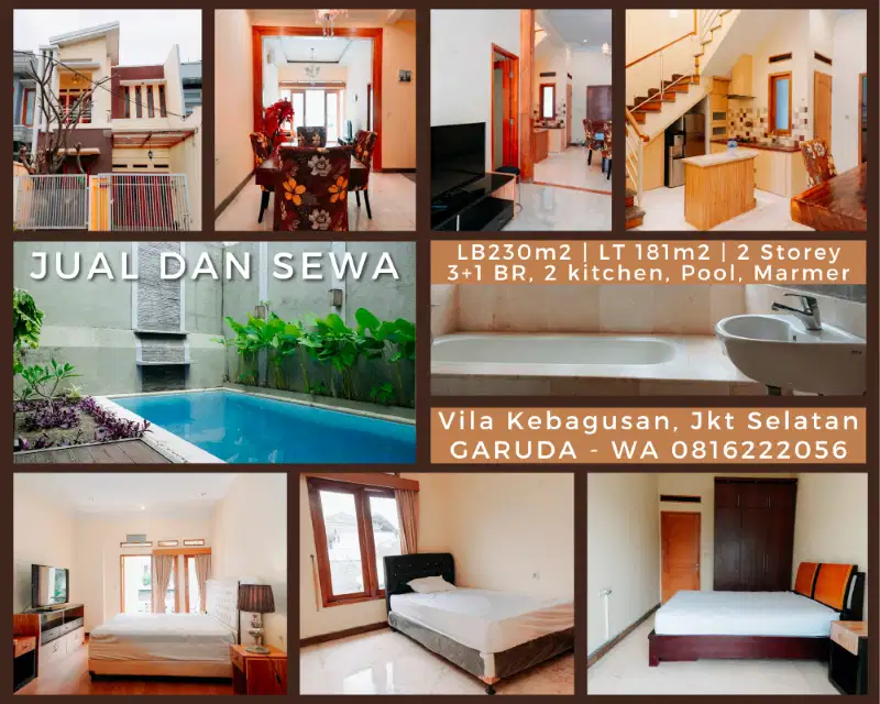 Rumah Indah Asri Kebagusan Favorit 4 kamar Kolam Marmer Jakarta