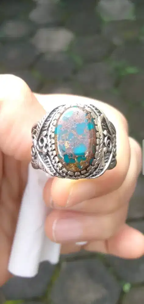 Persia Royal blue dim 15x10. Ring 8 Alpaka super Navajo style