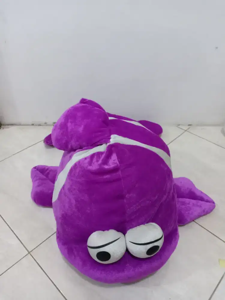 Boneka bentuk ikan fugu ungu besar