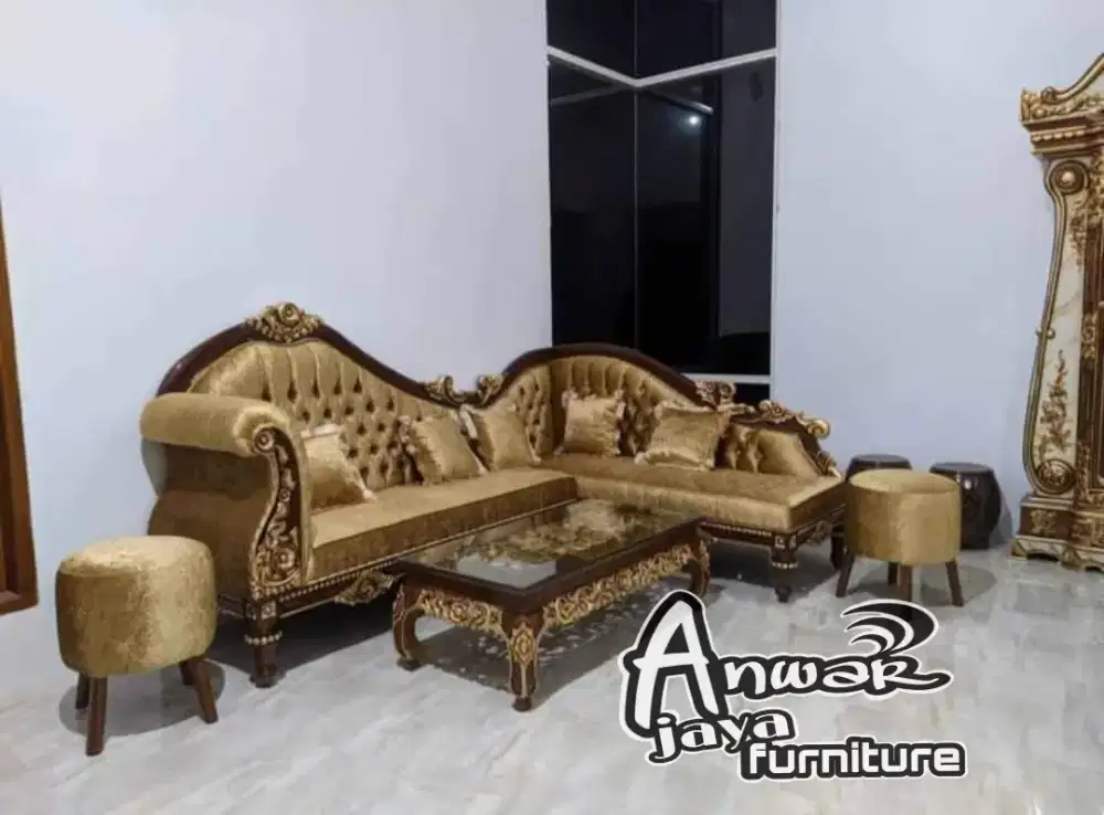 Kursi tamu sudut lois full kayu jati