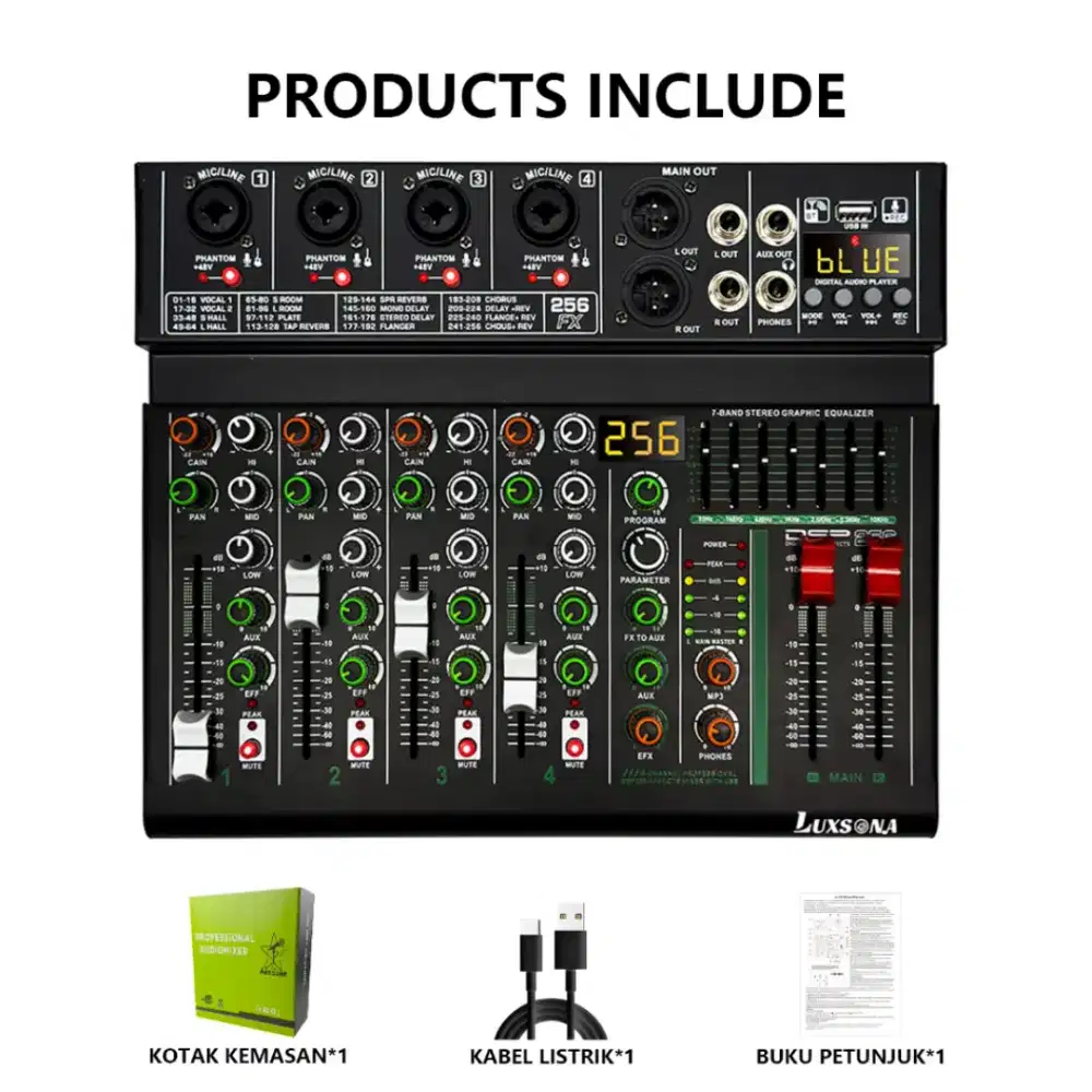 Mixer audio 4chanel 256 dsp effect, baru