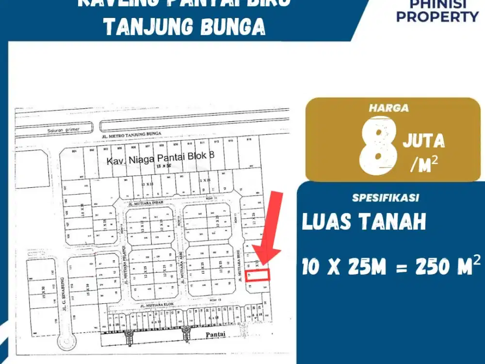 DIJUAL Tanah Kavling di Villa Pantai Biru Tanjung Bunga