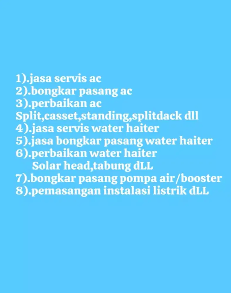Jasa servis ac bongkar pasang ac water haiter instalasi ac