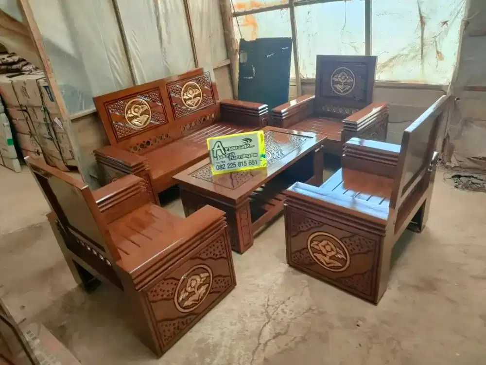Kursi tamu minimalis koper full kayu jati