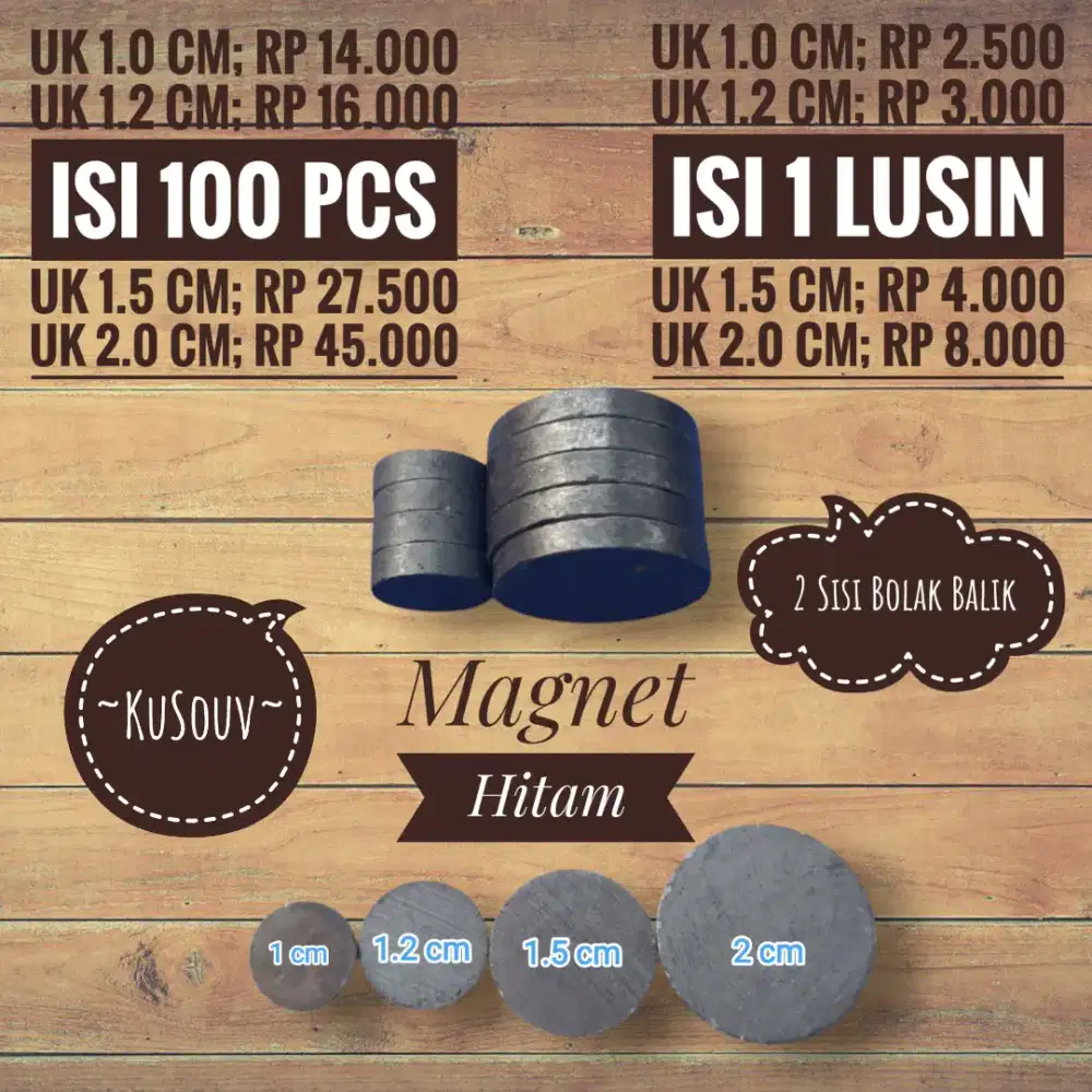Magnet Kulkas/Magnet Hitam/Magnet Bolak Balik 2 Sisi