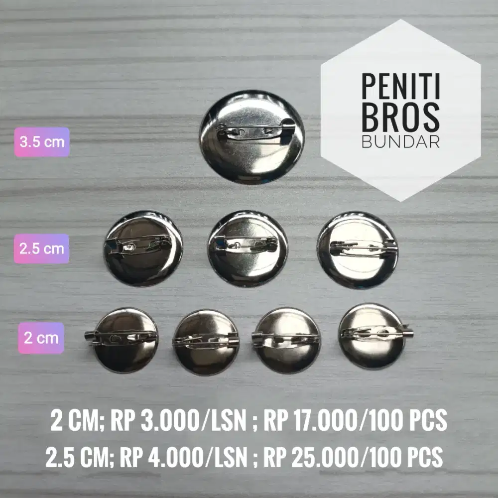 Peniti Bross/Bros Bundar/Sarangan/Piringan Mangkok