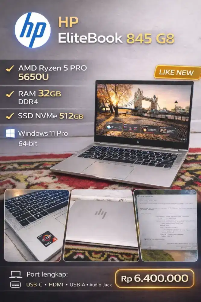 HP EliteBook 845 G8 Ram 32gb ddr 4 ssd 512gb nvme